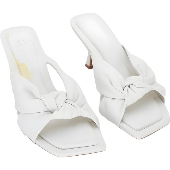 INC International Concepts Jerrie White Knot Mule Heeled Sandals US 7.5M - Picture 1 of 6